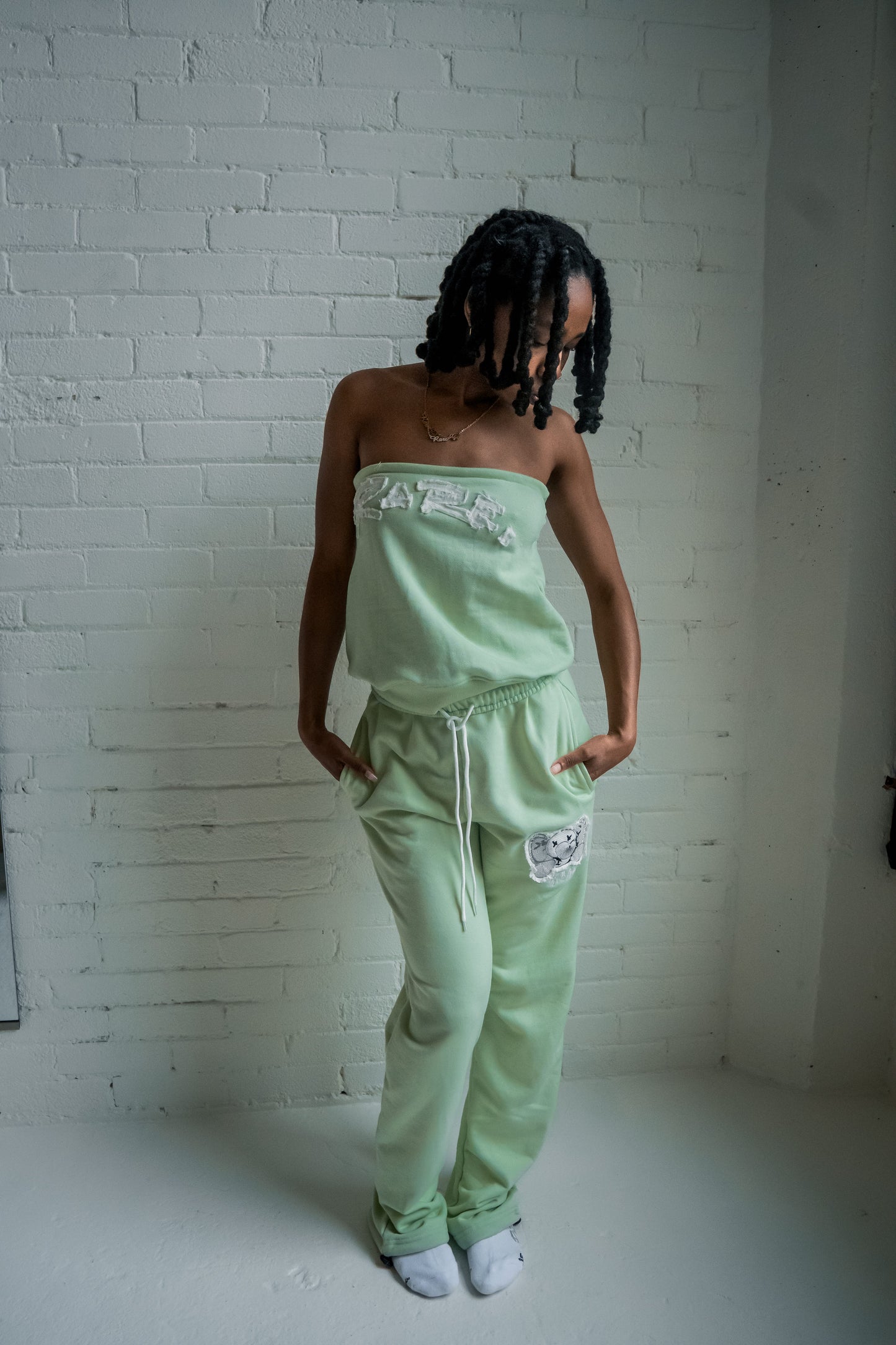 GREEN Distress Rare Low Rise Pants